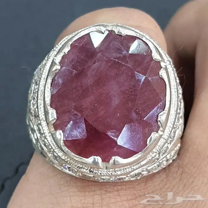 خاتم ياقوت افريقي طبيعي احمر 0