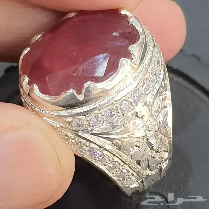 خاتم ياقوت افريقي طبيعي احمر 4