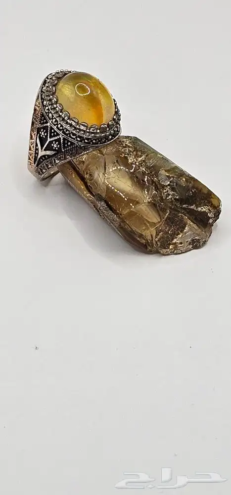 خاتم رجالي فضة بحجر الأوبال 2