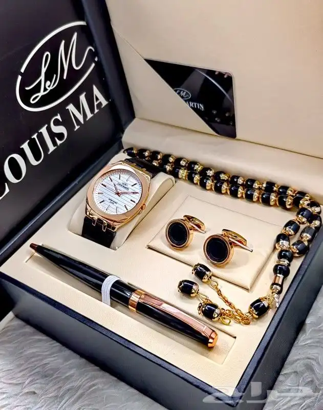 اطقم هدايا رجاليه ساعه جلد رجالي لويس مارتن 1