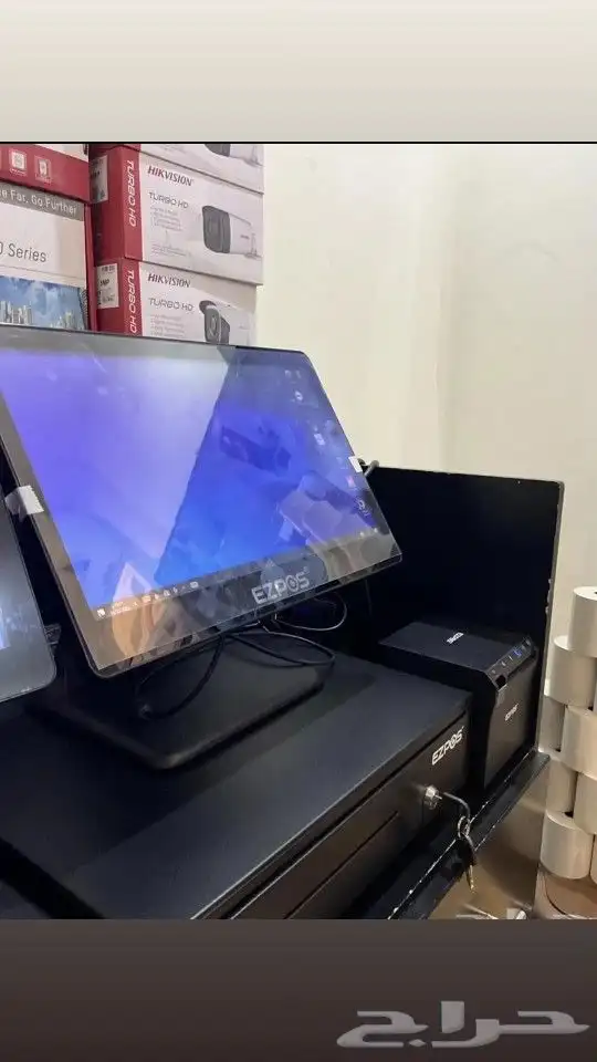 جهاز كاشير كامل مع نظام تموينات مطاعم مقاهي مغاسل 0