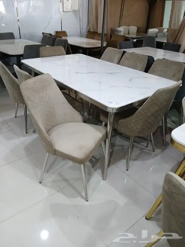 طاولات طعام رخام وخشب 4كراسي و6كراسي و8 كراسي 9