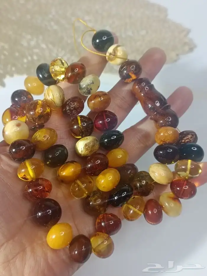 سبحة كهرمان بلطيقي طبيعي حر ماكنتوش قديم قص يدوي 5