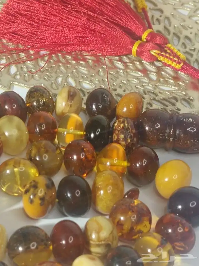 سبحة كهرمان بلطيقي طبيعي حر ماكنتوش قديم قص يدوي 1