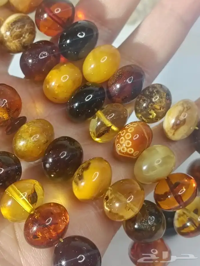 سبحة كهرمان بلطيقي طبيعي حر ماكنتوش قديم قص يدوي 4
