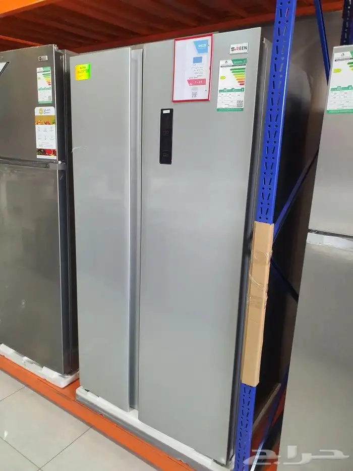 ثلاجات ثلاجه بابين باب واحد كبيره وسط ثلاجة صغيرة استيل ابيض 6