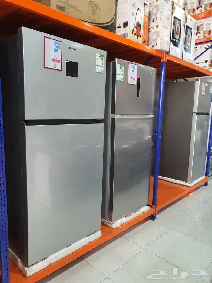 ثلاجات ثلاجه بابين باب واحد كبيره وسط ثلاجة صغيرة استيل ابيض 4