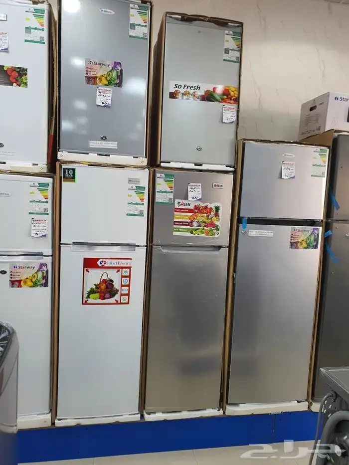 ثلاجات ثلاجه بابين باب واحد كبيره وسط ثلاجة صغيرة استيل ابيض 10