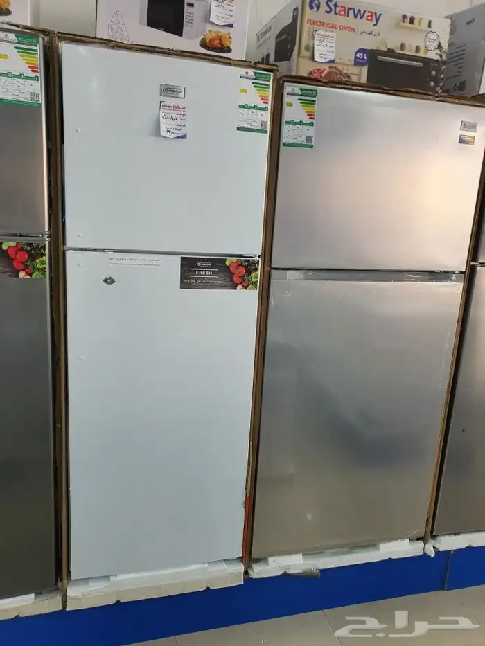 ثلاجات ثلاجه بابين باب واحد كبيره وسط ثلاجة صغيرة استيل ابيض 11