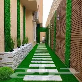 تنسيق_حدائق عشب_صناعي شلال جلسة مظلة جداري زراعة زرع احواض 6