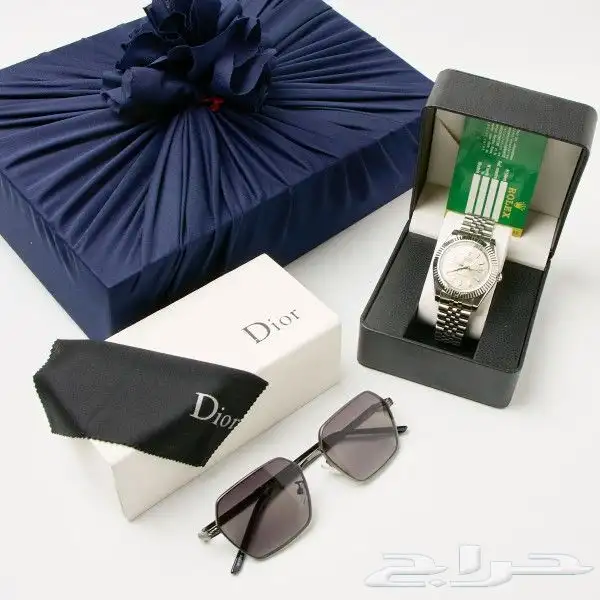 طقم ساعة رولكس ونظارة ديور رجالي 4