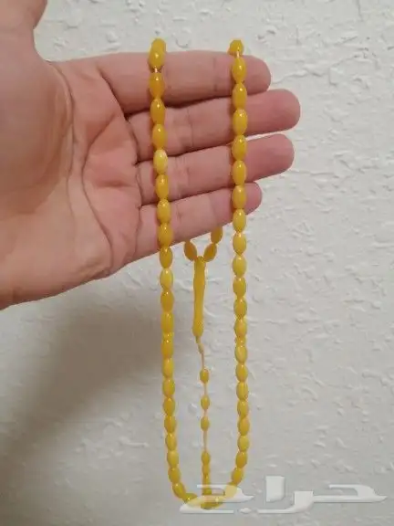 سبحة كهرمان لون منجاوي حبة زيتونه (جديدة). 1