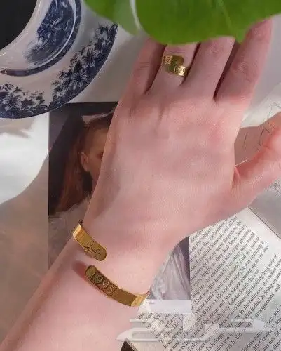 اساور ارتباط مطلي بالذهب عيار 21 ناعم ليزر تفصيل حسب طلبك 9