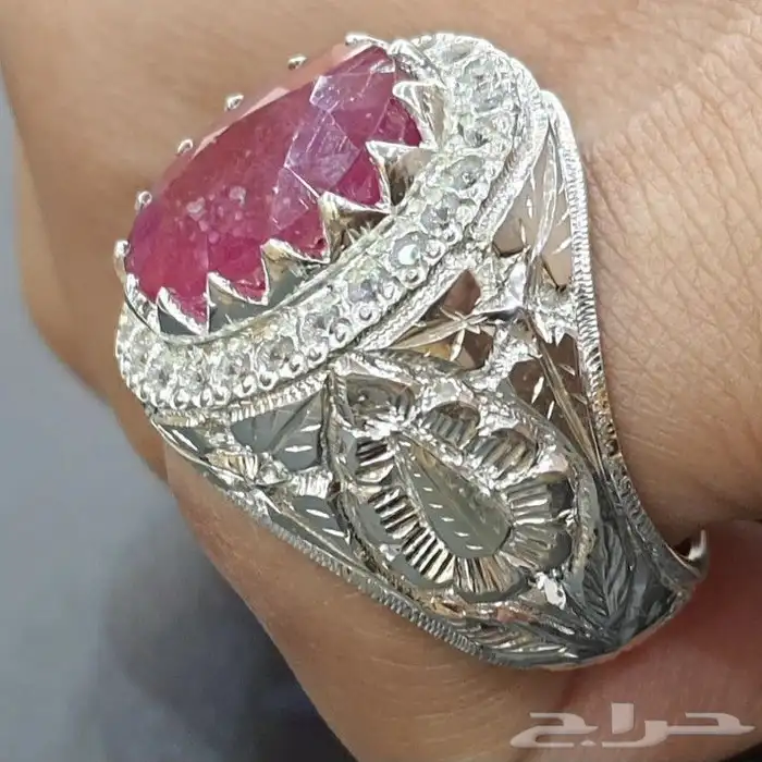 خاتم ياقوت افريقي طبيعي احمر 0