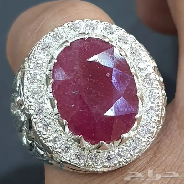 خاتم ياقوت افريقي طبيعي احمر 4