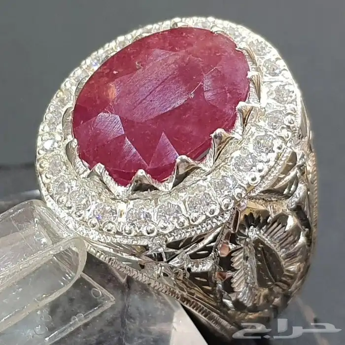 خاتم ياقوت افريقي طبيعي احمر 1