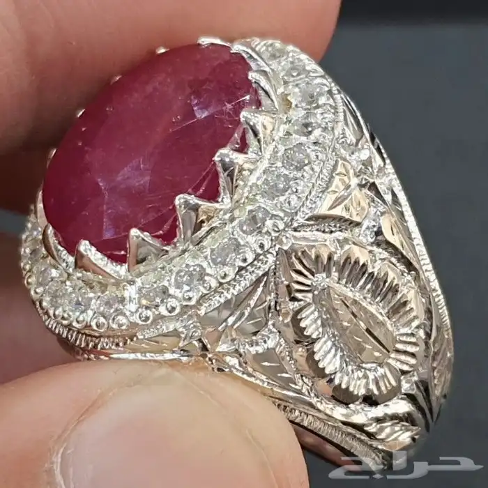 خاتم ياقوت افريقي طبيعي احمر 2