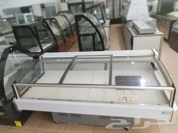 ثلاجة عرض أسماك أجبان لحوم طازجة باب سحاب زجاج أحجام مختلفة 4