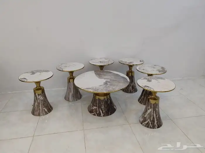 طقم طاولات 6 1 طبلة سطح سيراميك فاخر 1