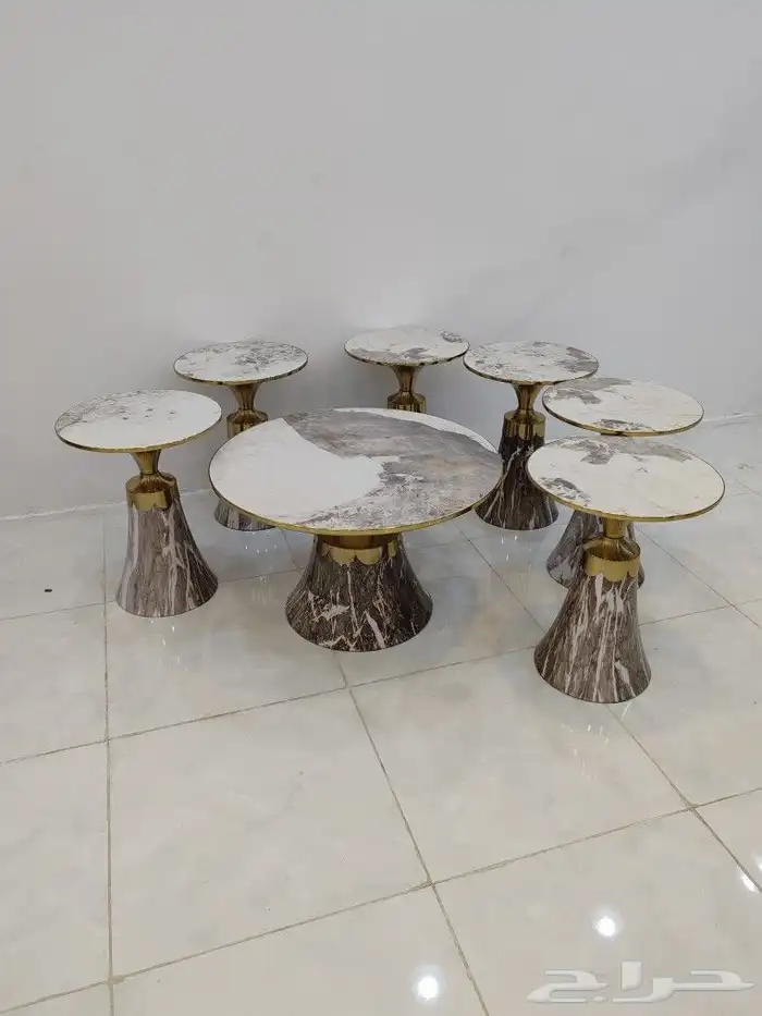 طقم طاولات 6 1 طبلة سطح سيراميك فاخر 2