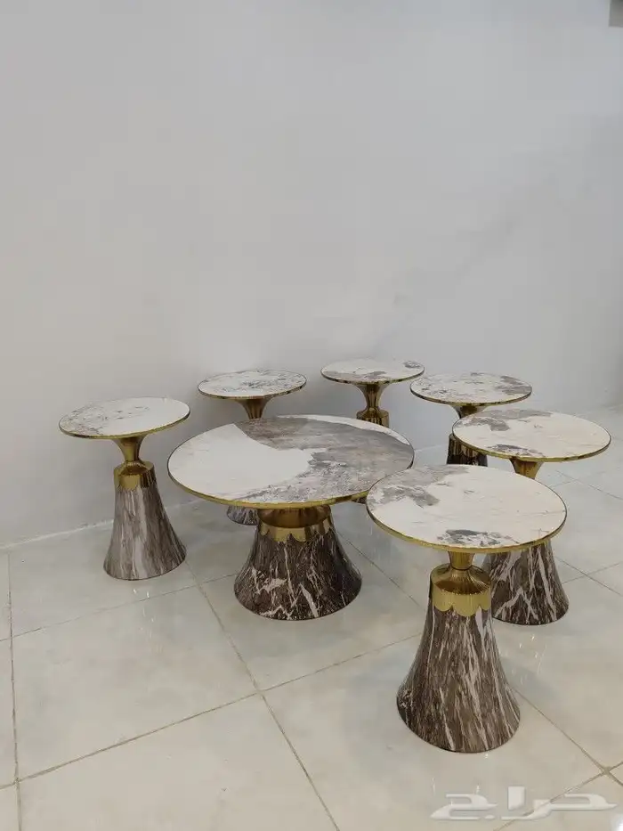 طقم طاولات 6 1 طبلة سطح سيراميك فاخر 0