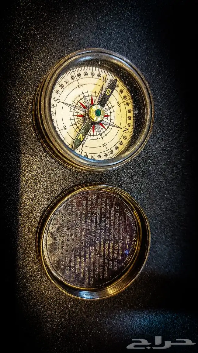 بوصلة قديمة جدا بصورة كريستوفر كولمبوس من عام 1492م للبيع 3