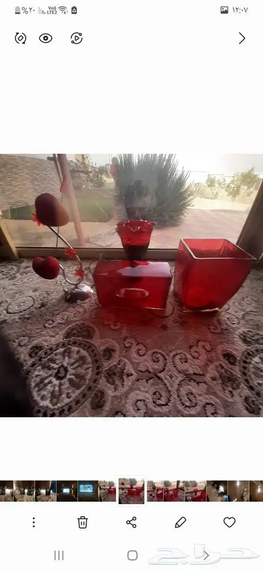 عدد 4 قطع تحف طاواة صطل علبت مناديل ابجورة وفازة 1