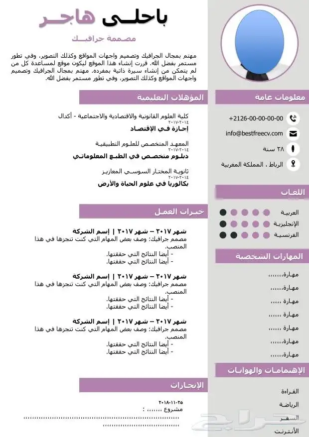 تصميم سيرة ذاتية عربي باحتراف 26