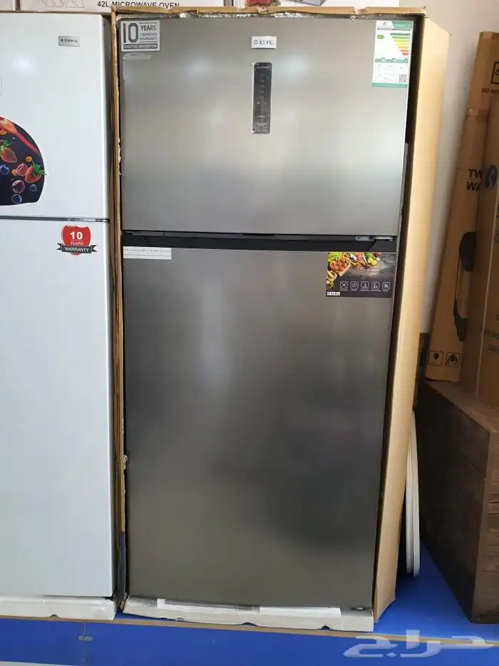 ثلاجة بابين فريزر علوي 22.4 قدم 635 لتر استيل ثلاجه كبيره 1