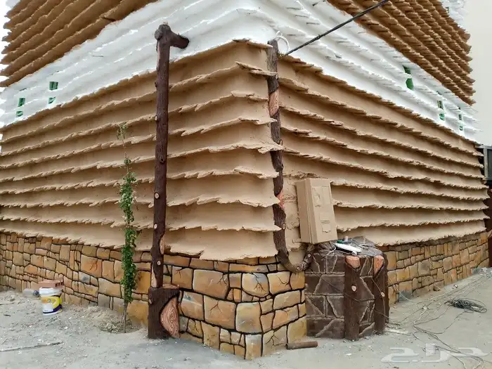 رسم تراث بيت طين ومناظر تراثيه ونحت شلالات مياه 14