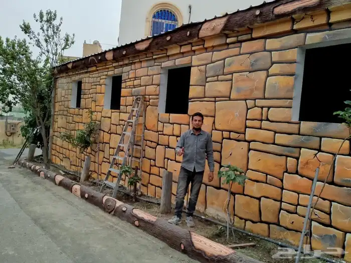 رسم تراث بيت طين ومناظر تراثيه ونحت شلالات مياه 12