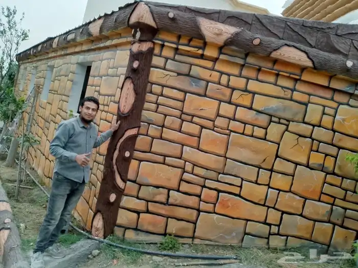 رسم تراث بيت طين ومناظر تراثيه ونحت شلالات مياه 9