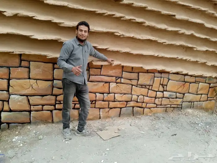 رسم تراث بيت طين ومناظر تراثيه ونحت شلالات مياه 17