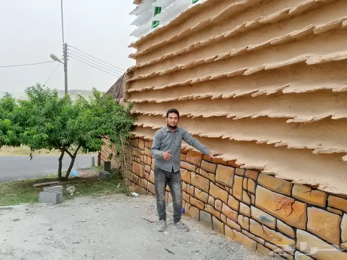 رسم تراث بيت طين ومناظر تراثيه ونحت شلالات مياه 16