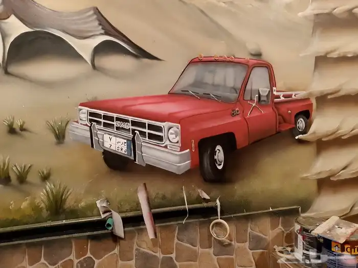 رسم تراث بيت طين ومناظر تراثيه ونحت شلالات مياه 5