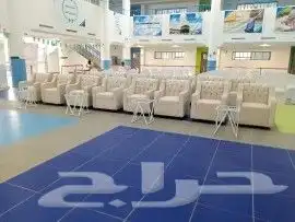 تأجير طاولات وكراسي وكنب وزل وسماعات ومكيفات ومخيمات وقهوجين 1