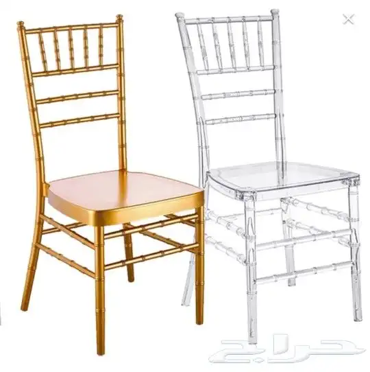 بيع كراسي نابليون شفاف اكريلك وحديد ذهبي وكراسي حمراء 2