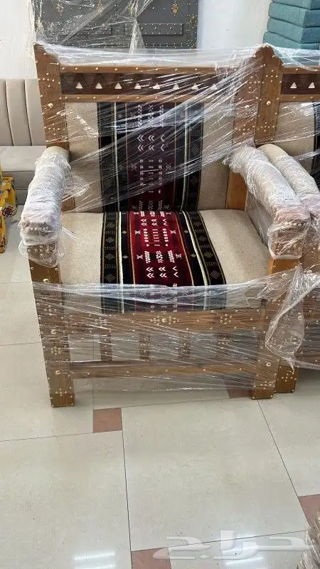 طقم كراسي شعبية 7اشخاص جلسات شعبي كراسي خشب كراسي حديد 4