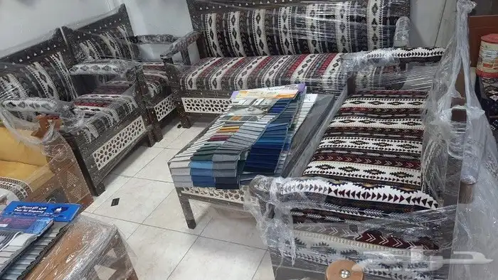 طقم كراسي شعبية 7اشخاص جلسات شعبي كراسي خشب كراسي حديد 1