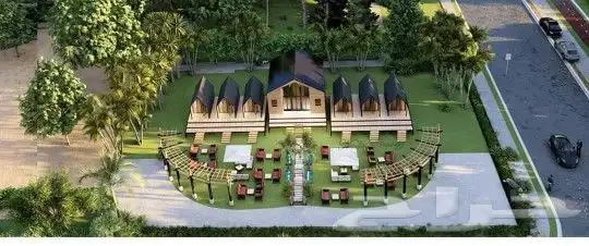 تصميم 3d مزرعة وكافيه خارجي 1
