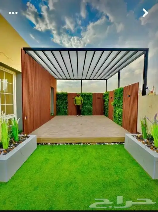 تنسيق حدائق   زراعه احواض مظلات عشب شلالت 0
