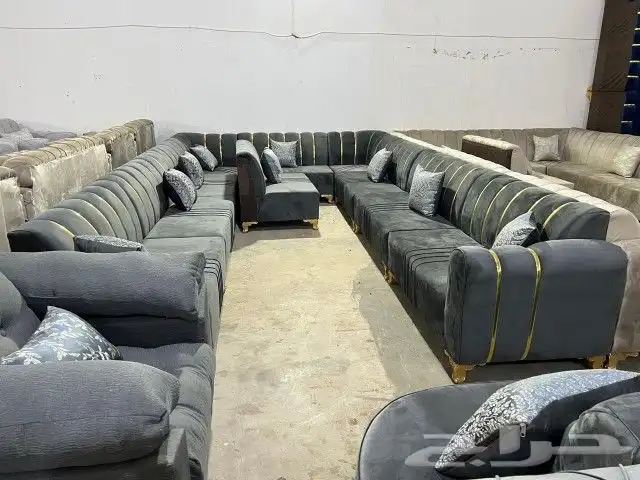 كنب جديد جاهز حرف ال و7نفر بأسعار مناسبة شامل التوصيل 10