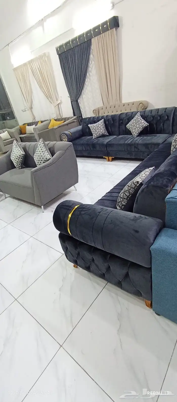 كنب جديد جاهز حرف ال و7نفر بأسعار مناسبة شامل التوصيل 25