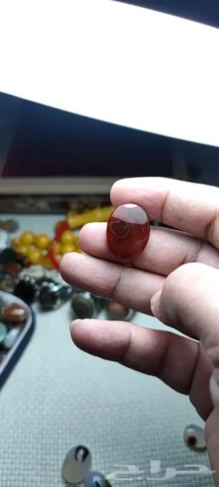 عقيق كبدي مزعفر صورة قلب 0