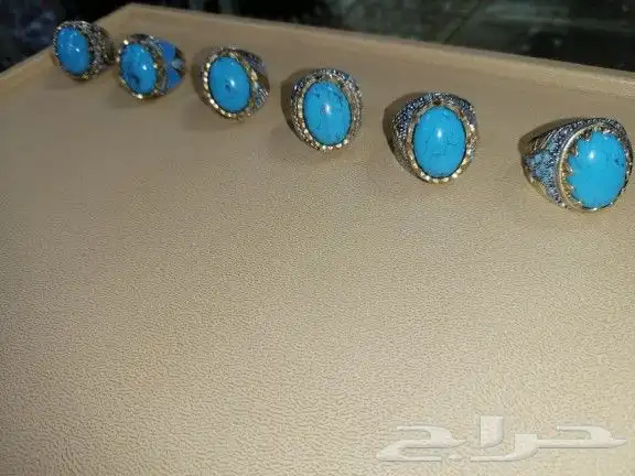 خواتم فيروز فضة اصلي (جديد) عيار الفضة 925 2