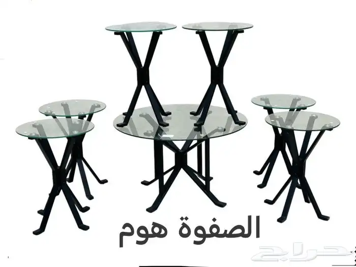 طاولات خدمة طقم قزاز قواعد حديد اسود 0