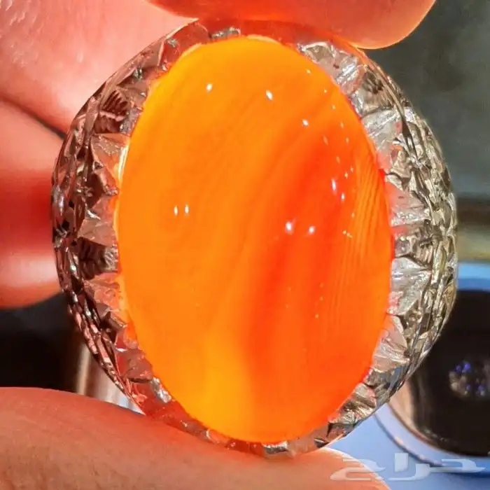 خاتم عقيق يماني مزعفر مميز 5