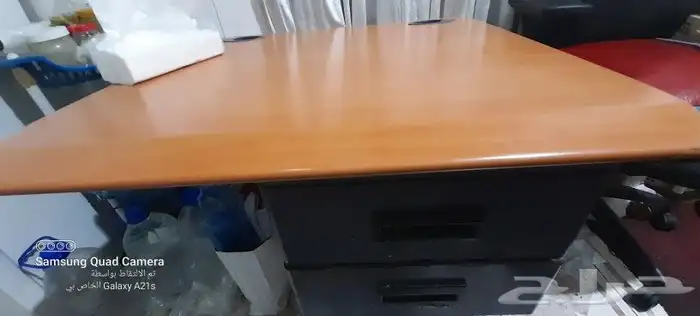 مكتب خشب بهيكل حديد 0