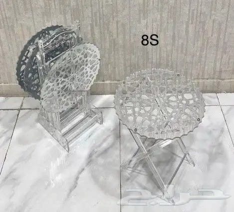 طاولات طقم اكريلك شفاف وفضي وذهبي لتقديم الضيافة 4قطع 10