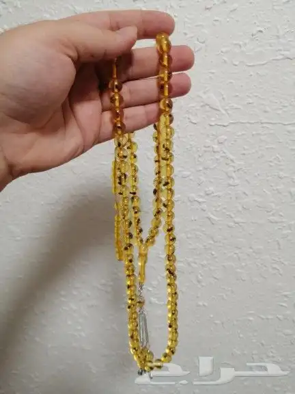 سبحة كهرمان اصفر حشري (جديدة) حبة كبيرة. 1